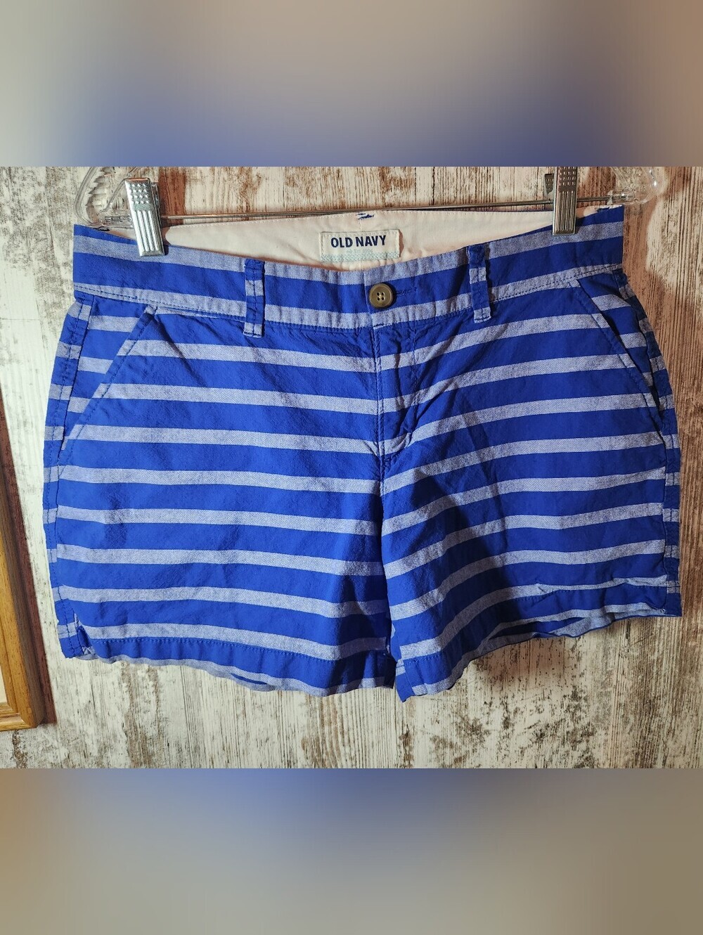 Old Navy Blue and White Striped Cargo Shorts